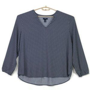 Gap Blouse Top Shirt Blue White Long Sleeve High Low‎ XXL